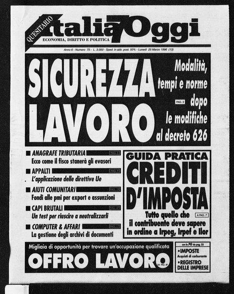 Italia oggi : quotidiano di economia finanza e politica